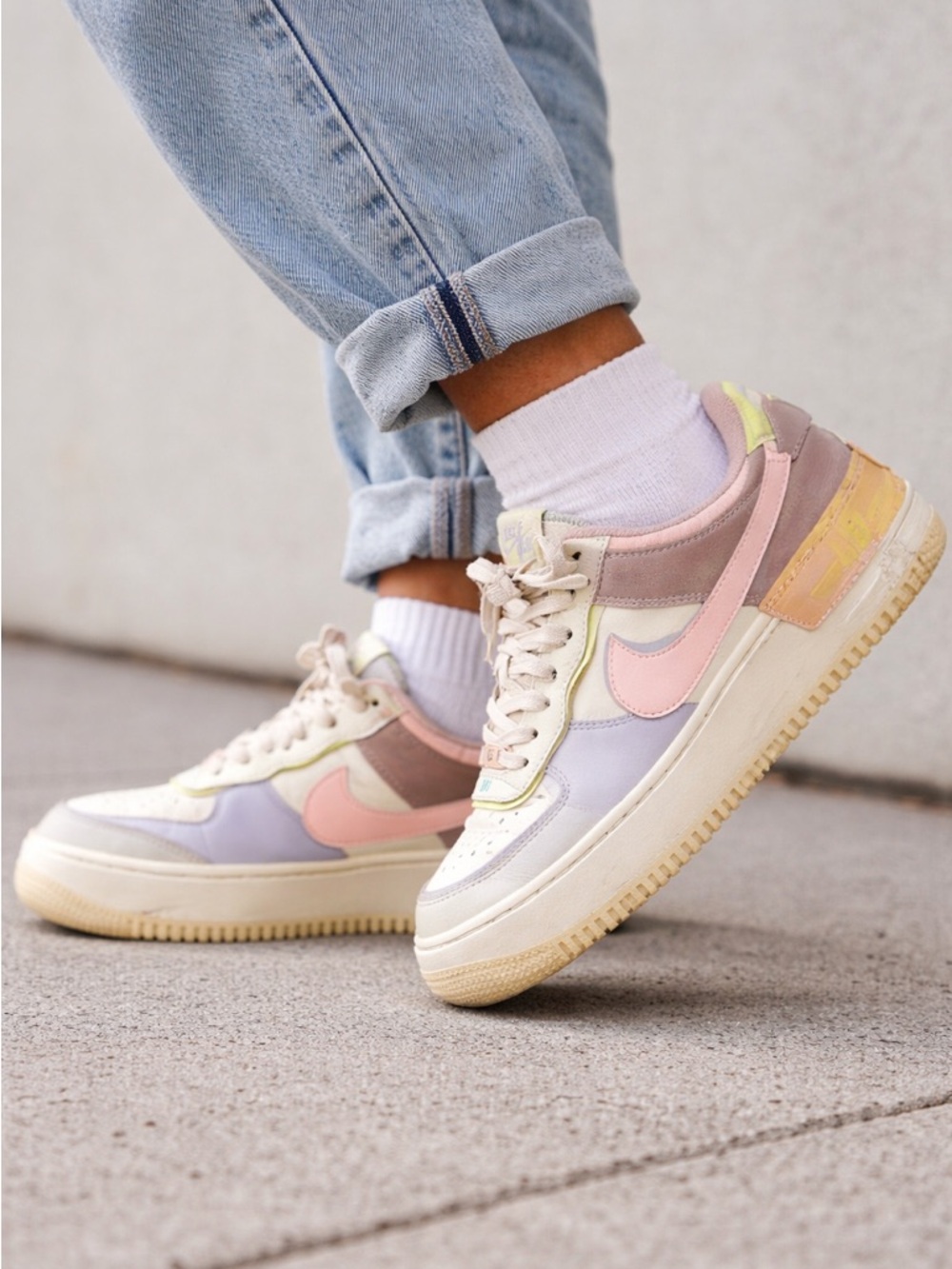 Nike Air Force 1 Shadow Pale Ivory Multi Women’s 8.5 Pastel AF1 Sneakers - Picture 1 of 14